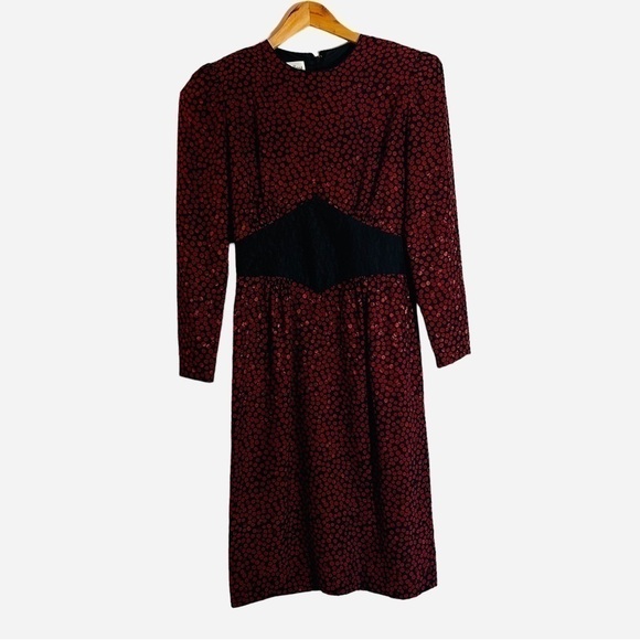 VINTAGE Neiman Marcus 100% Silk Polka Dot Dress Size 4 Hidden Back Zipper - Picture 2 of 8
